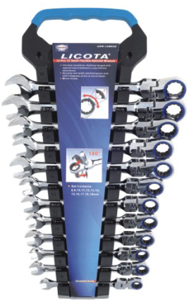 ARW-12MK08    12件套公制72齿精抛光活头棘轮两用快扳组