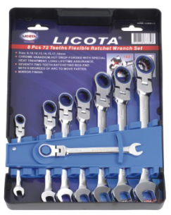 ARW-12MK12    8件套公制72齿精抛光活头棘轮两用快扳组