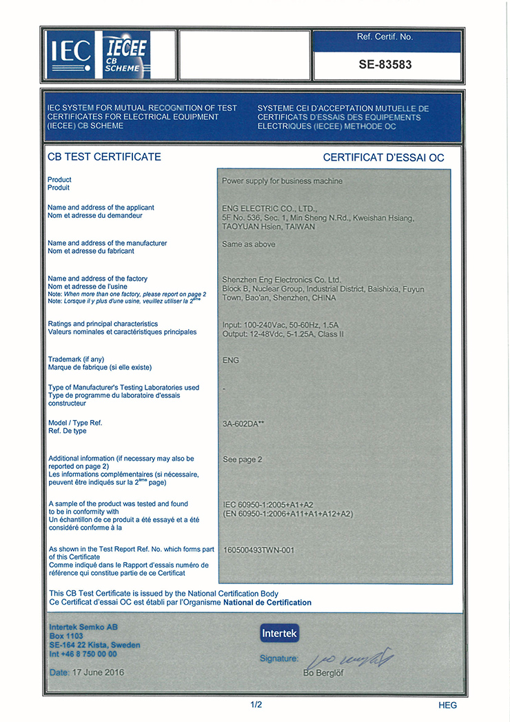 3A-602DAxx (CB Cert-SE-83583)