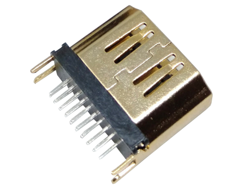 HDMI母头夹板式1.2mm铁壳镀金直针弯针转接头