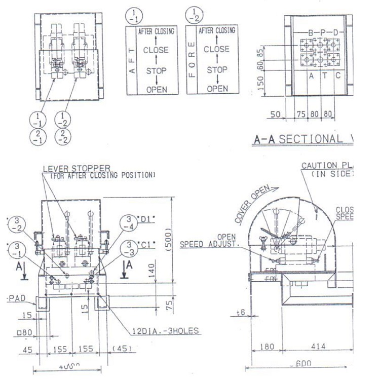 Control valve stand DWG.43961800/43961816 for Tsuneishi steel hatch cover