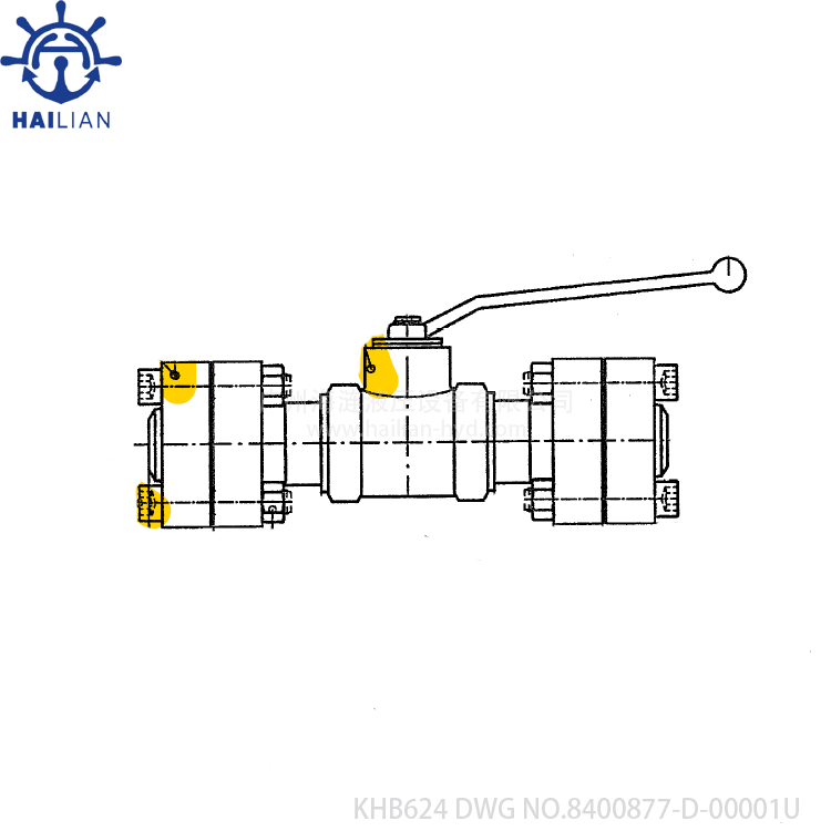 BALL VALVE WITH SAE-FLANGE KHB624 DWG NO.8400877-D-00001U FOR MOORING WINCH