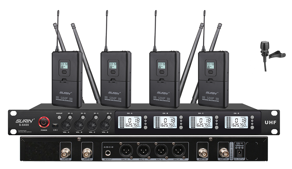 S-6400/S101/S617 专业一拖四无线领夹话筒
