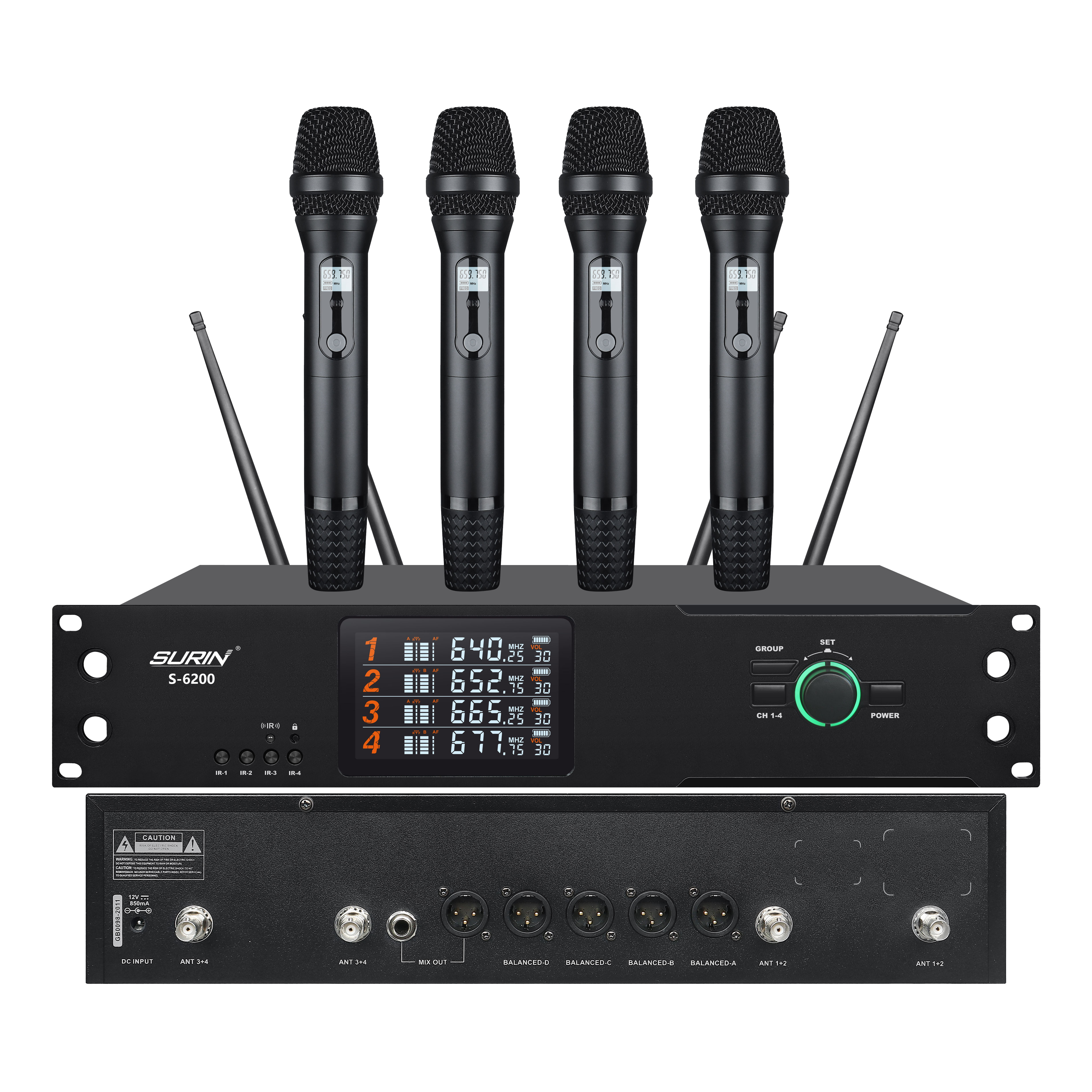 S-6200 专业一拖四真分集无线手持话筒