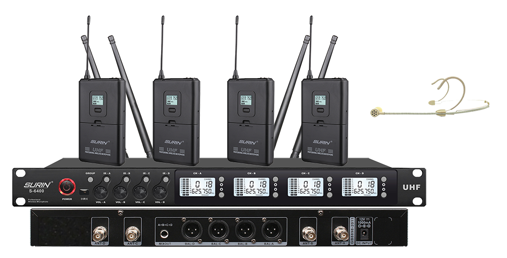 S-6400/S101/S618 专业一拖四无线头戴话筒