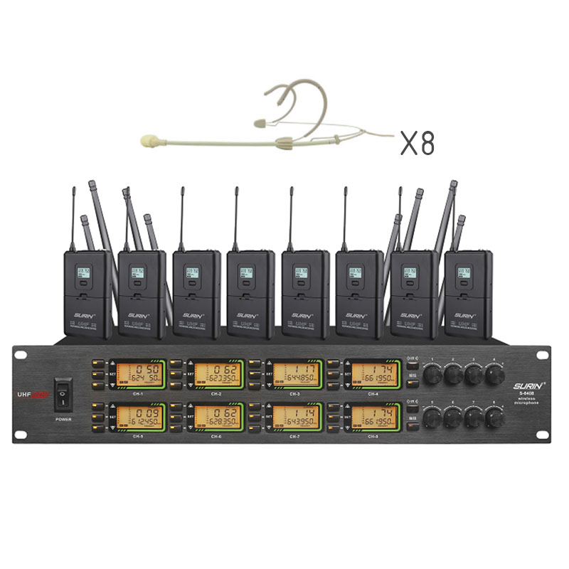 S-6408/S101/S619 专业一拖八无线头戴话筒