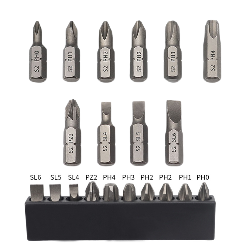25mm一字十字米字螺丝刀头10件混合套装