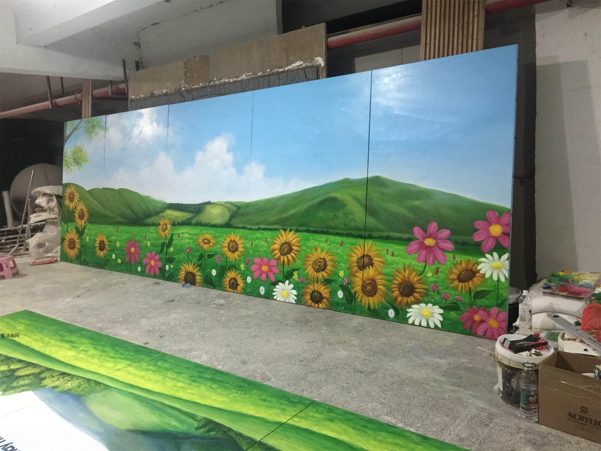 香港小学铝板壁画绘制