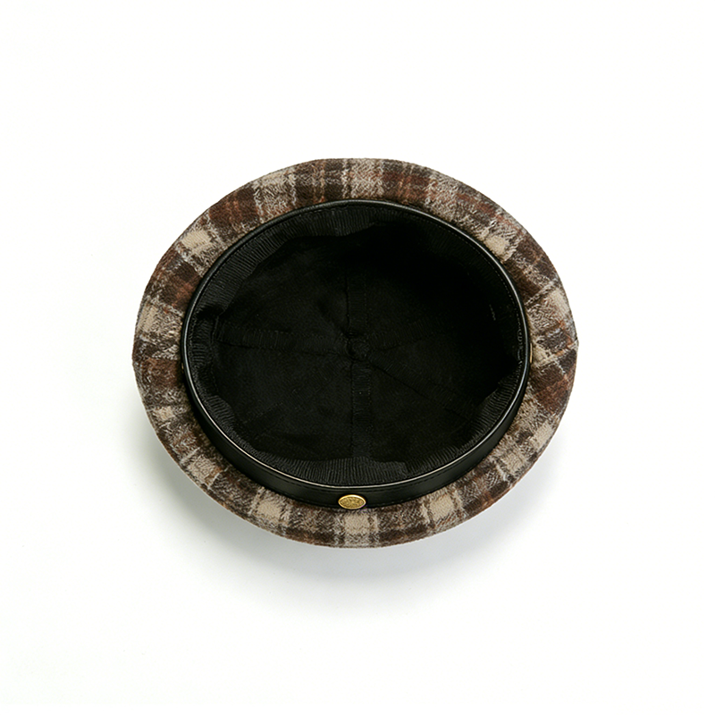 复古格纹贝雷帽画家帽子女