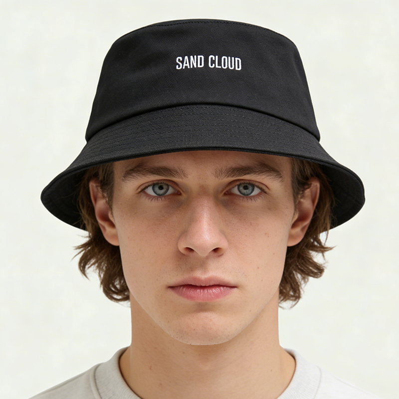 简约时尚百搭涤纶刺绣渔夫帽