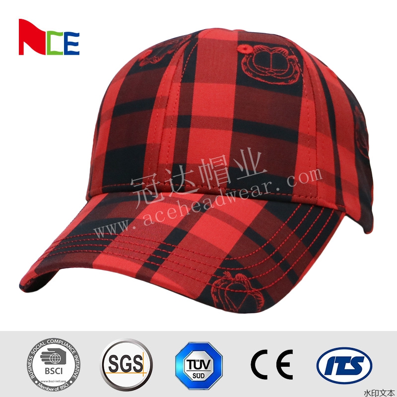 红黑格子定制鸭舌帽