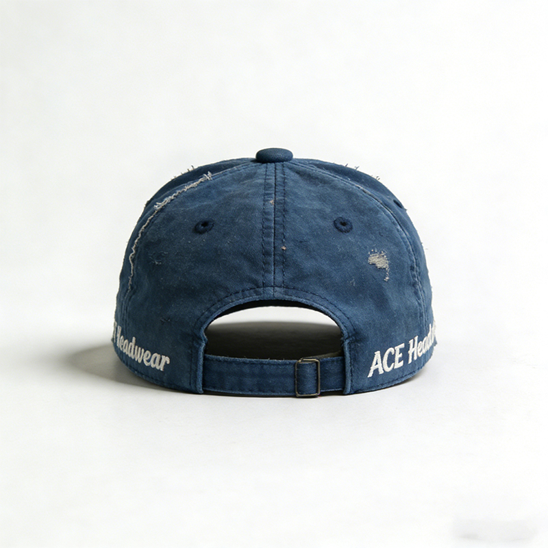 刺绣logo破洞洗水牛仔棒球帽