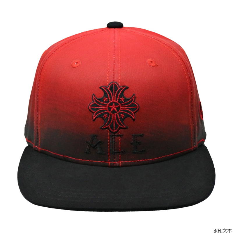 红色刺绣平沿帽