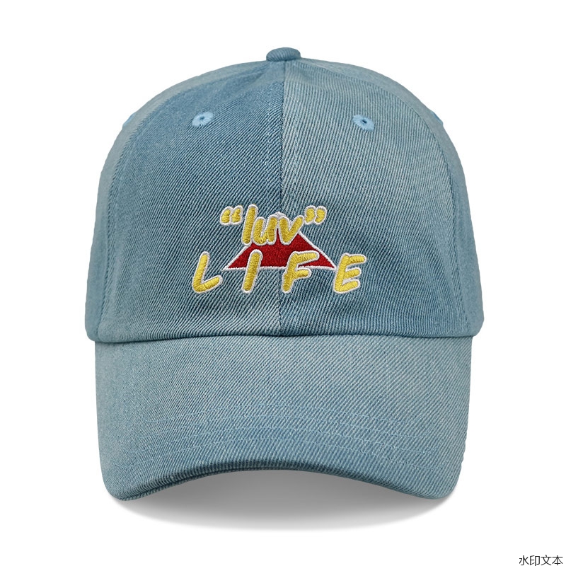 牛仔蓝色刺绣鸭舌帽