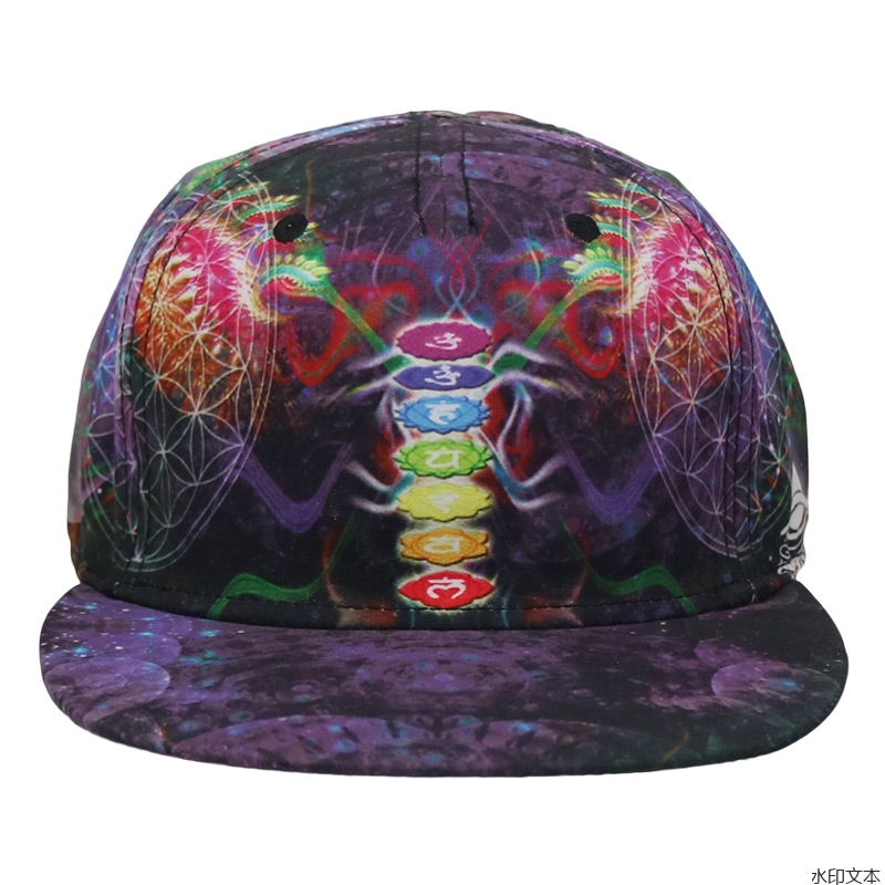 紫色印花平沿帽