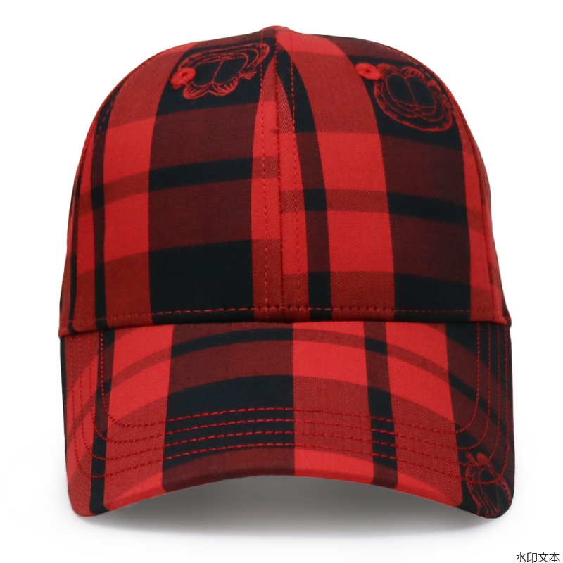 红黑格子定制鸭舌帽