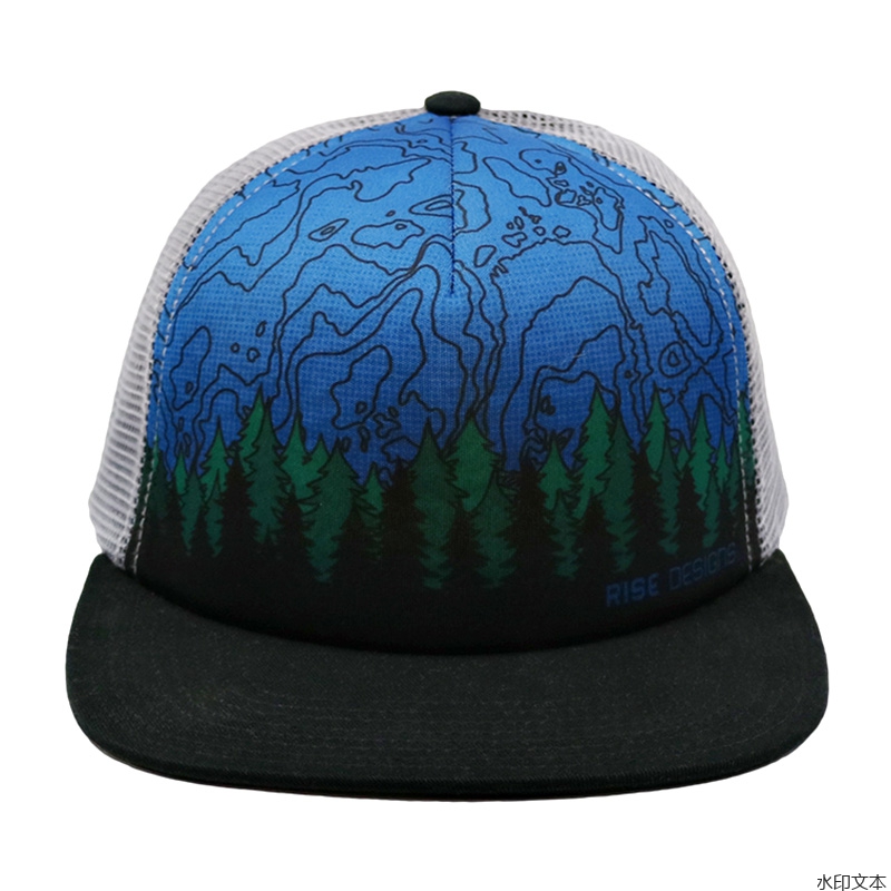 蓝色网帽平沿帽