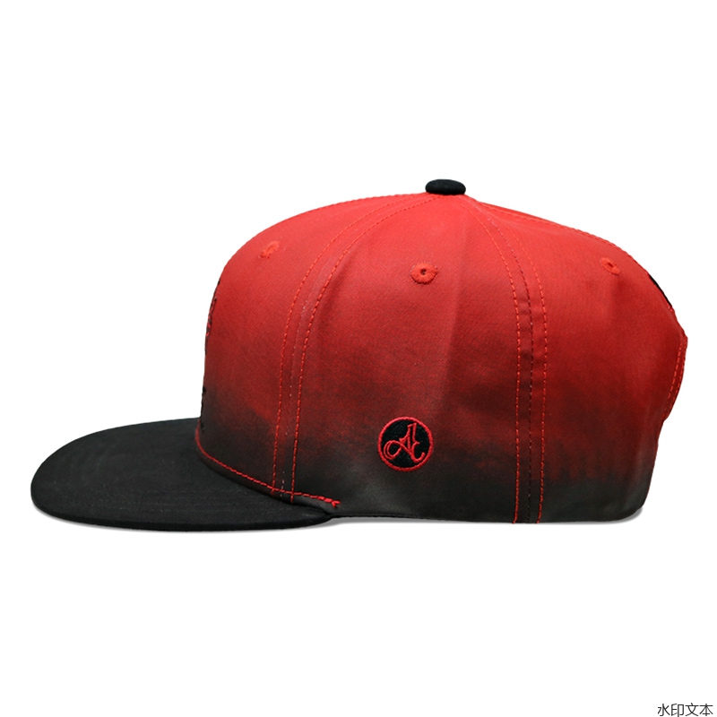 红色刺绣平沿帽