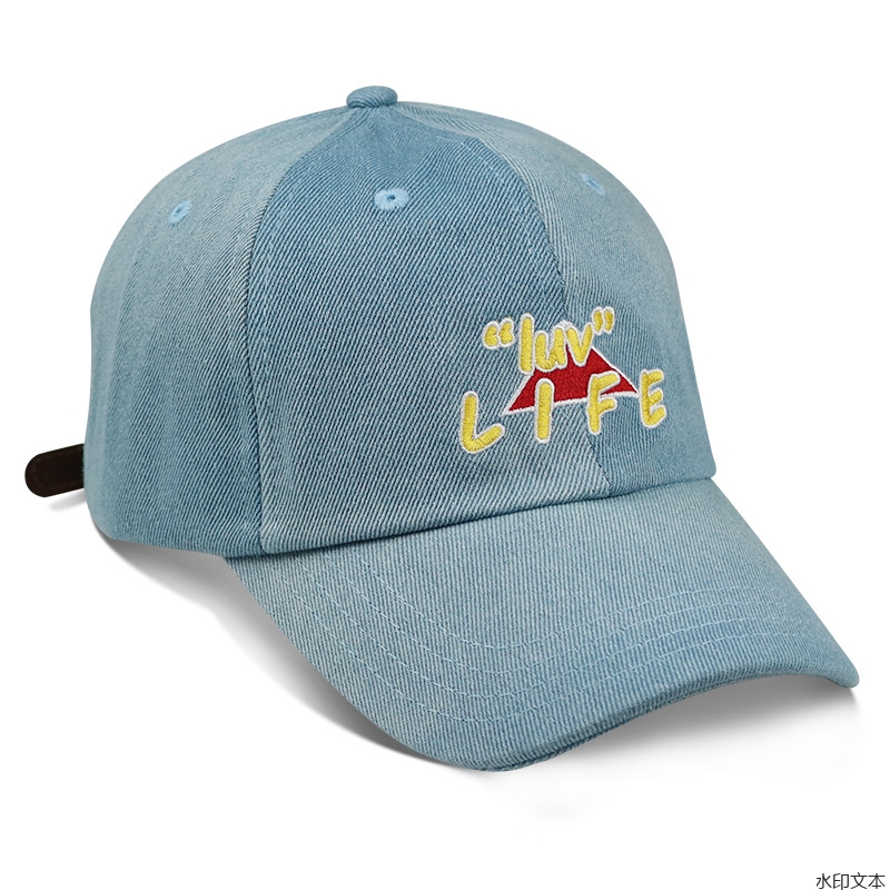 牛仔蓝色刺绣鸭舌帽