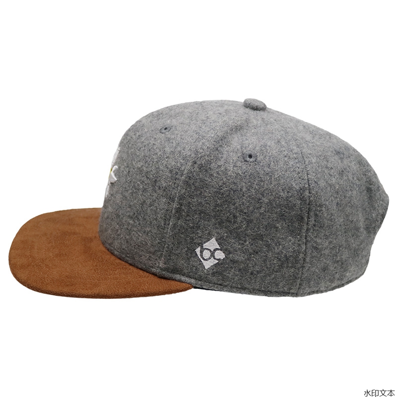 毛呢黑色3D立体绣平沿帽