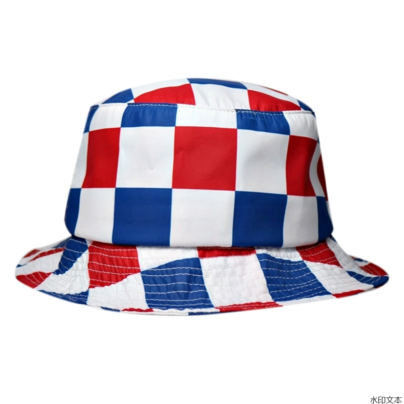 红蓝格子渔夫帽
