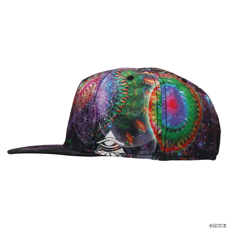 紫色印花平沿帽