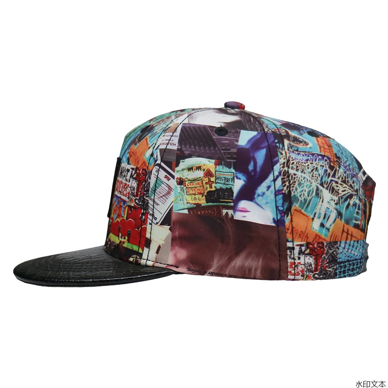 彩色贴布绣平沿帽