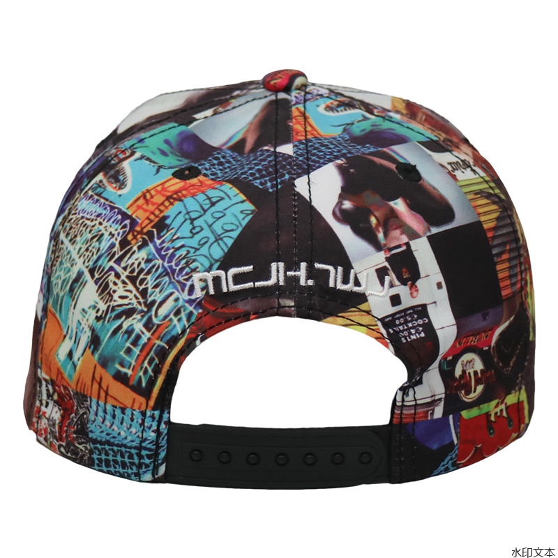 彩色贴布绣平沿帽