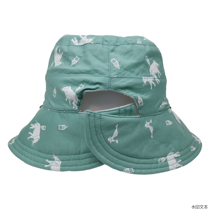 纯棉青色户外遮阳帽