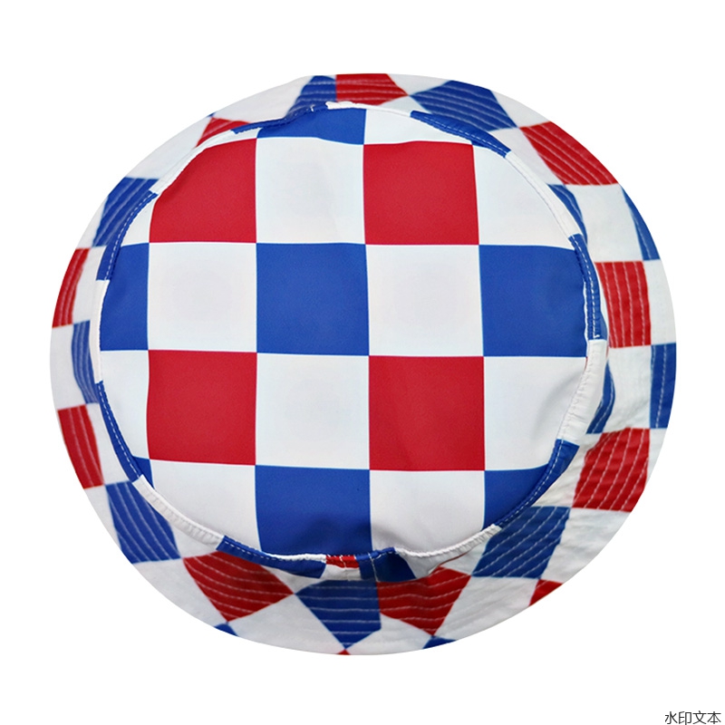 红蓝格子渔夫帽