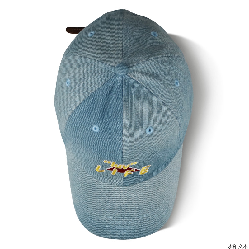 牛仔蓝色刺绣鸭舌帽