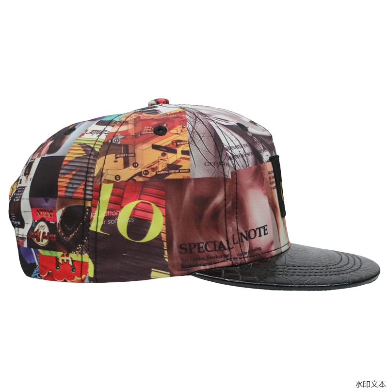 彩色贴布绣平沿帽