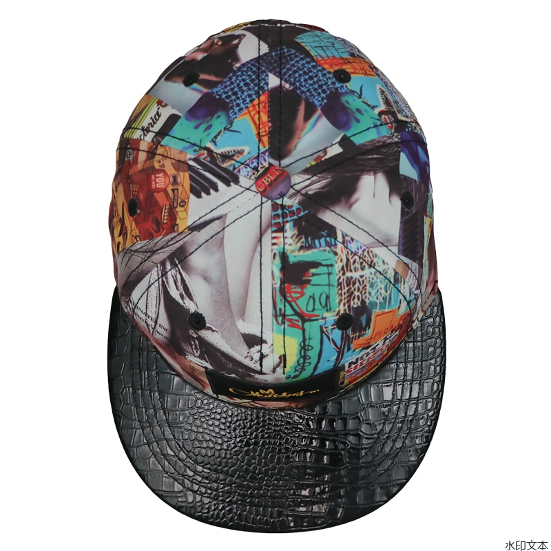 彩色贴布绣平沿帽