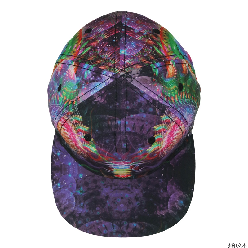 紫色印花平沿帽