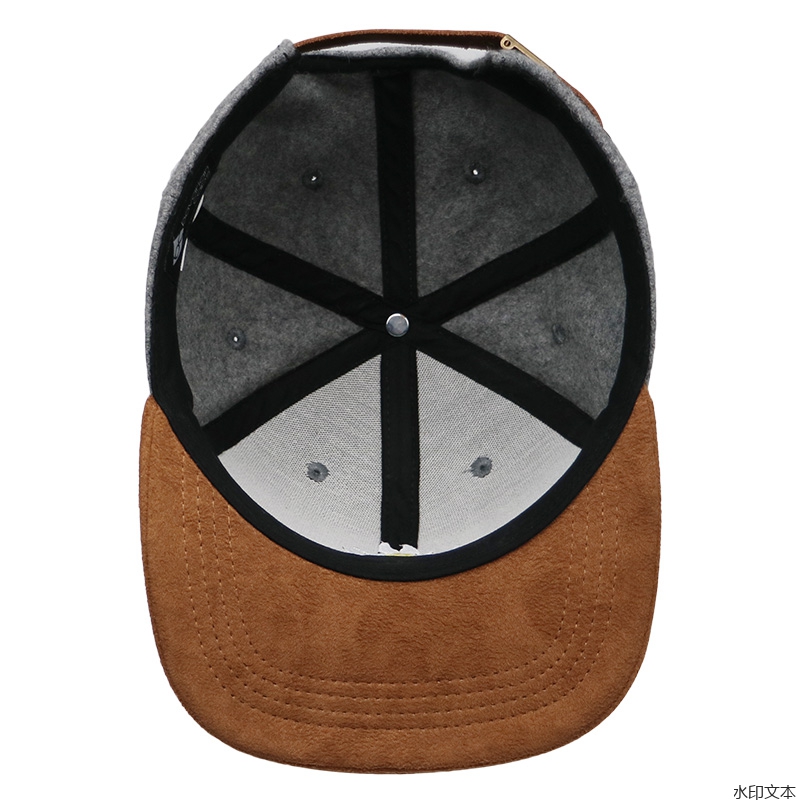 毛呢黑色3D立体绣平沿帽