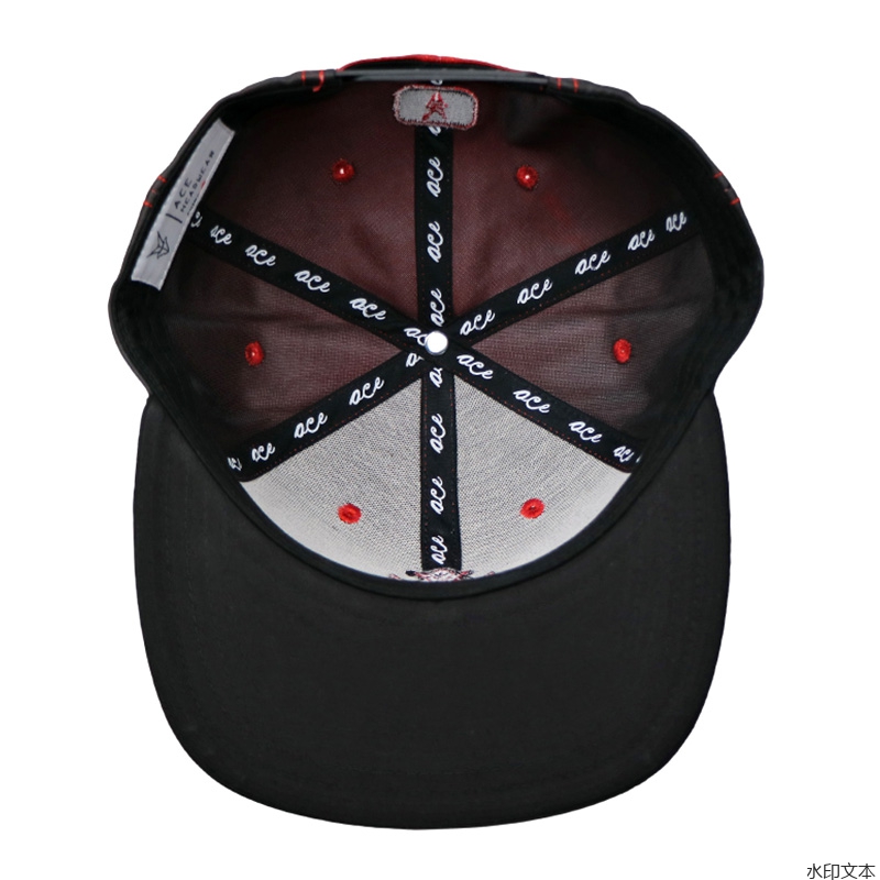 红色刺绣平沿帽