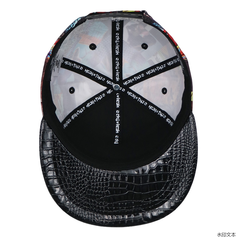 彩色贴布绣平沿帽