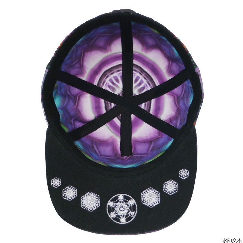 紫色印花平沿帽