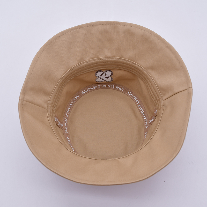 欧美logo刺绣平顶卡其渔夫帽