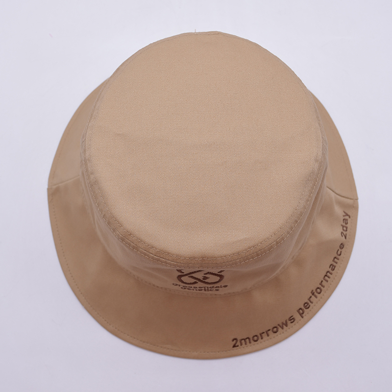 欧美logo刺绣平顶卡其渔夫帽