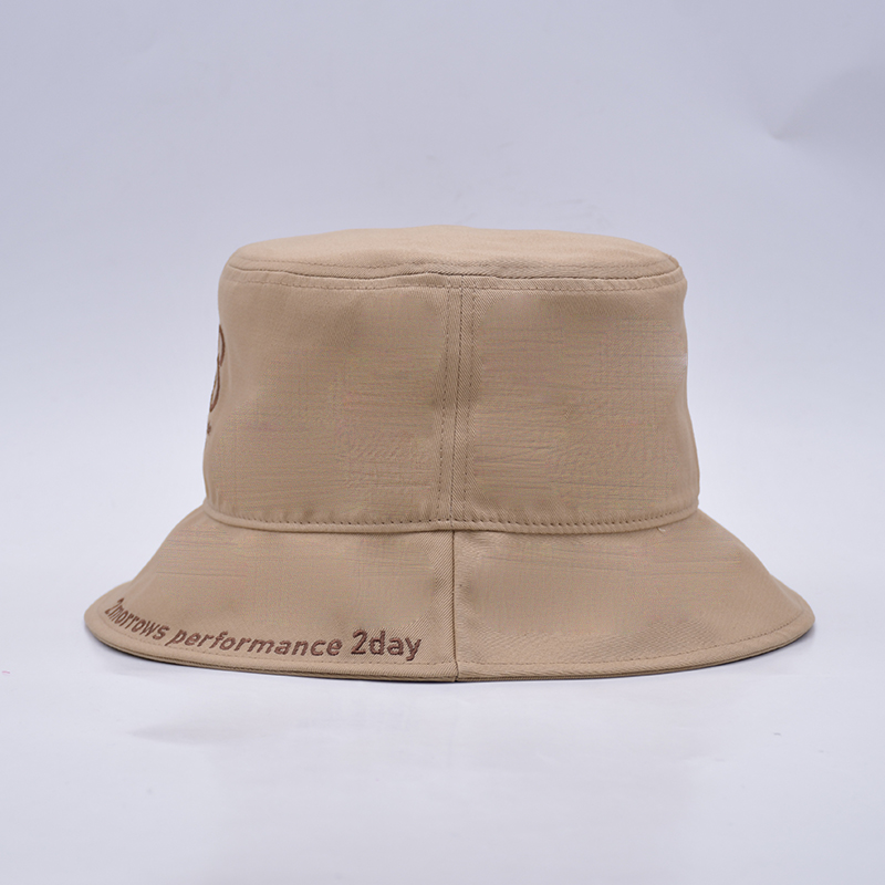 欧美logo刺绣平顶卡其渔夫帽