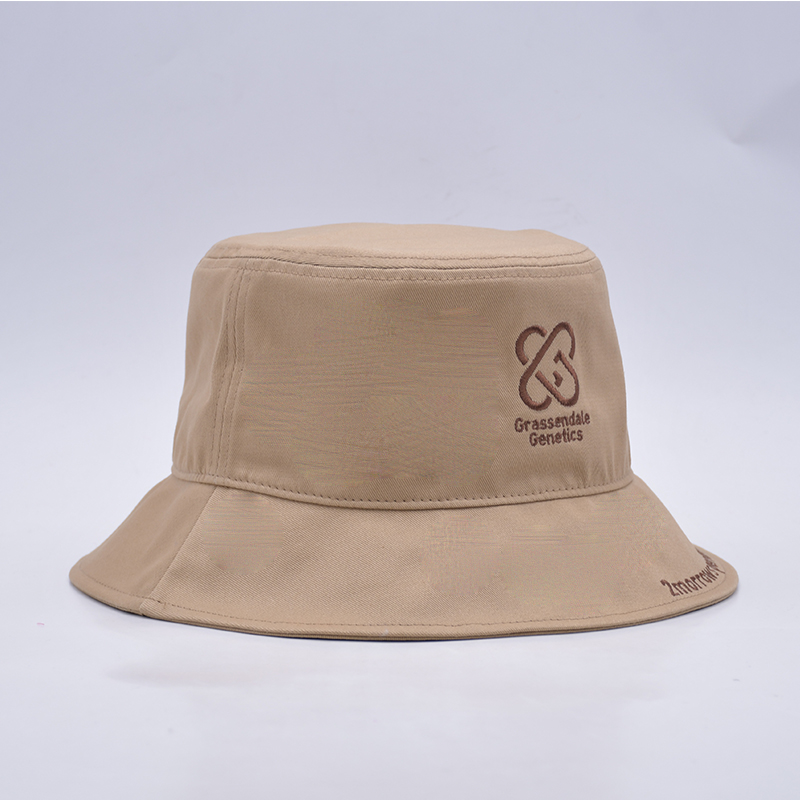 欧美logo刺绣平顶卡其渔夫帽