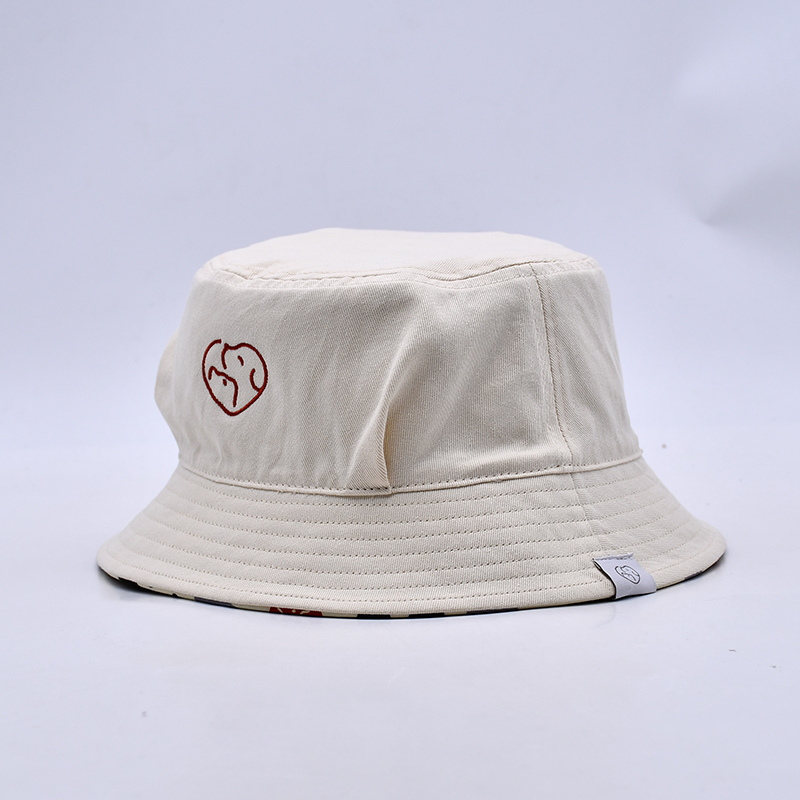 休闲宠物立体折边米色渔夫帽