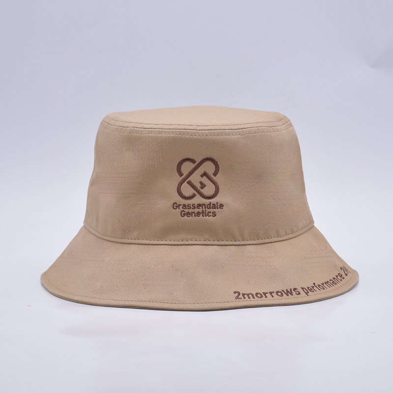 欧美logo刺绣平顶卡其渔夫帽