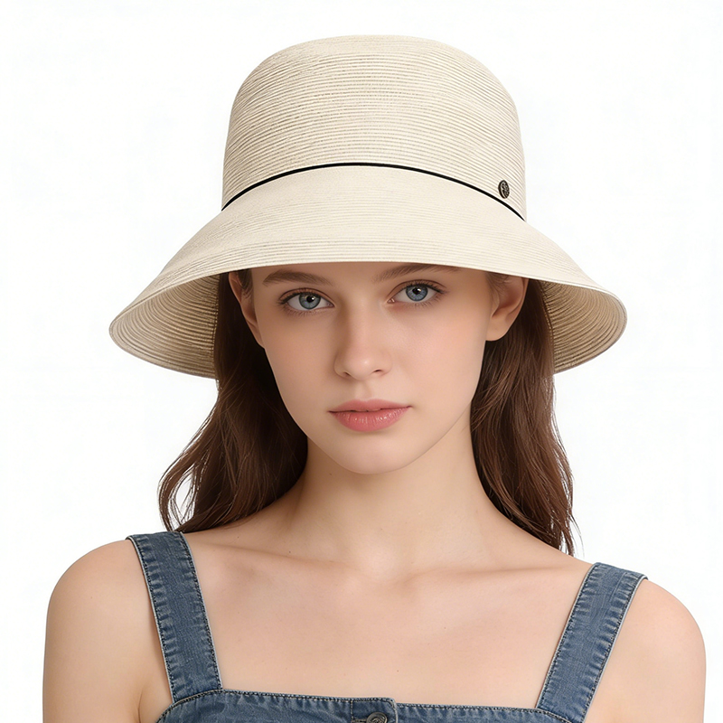 夏季遮阳防晒编织草帽前长后短