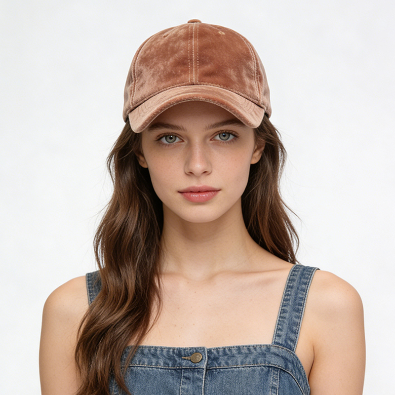 秋冬天鹅绒轻奢时尚保暖棒球帽