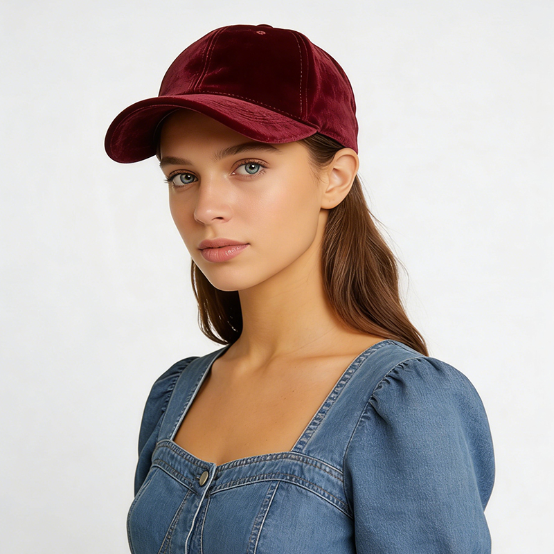 秋冬天鹅绒轻奢时尚保暖棒球帽