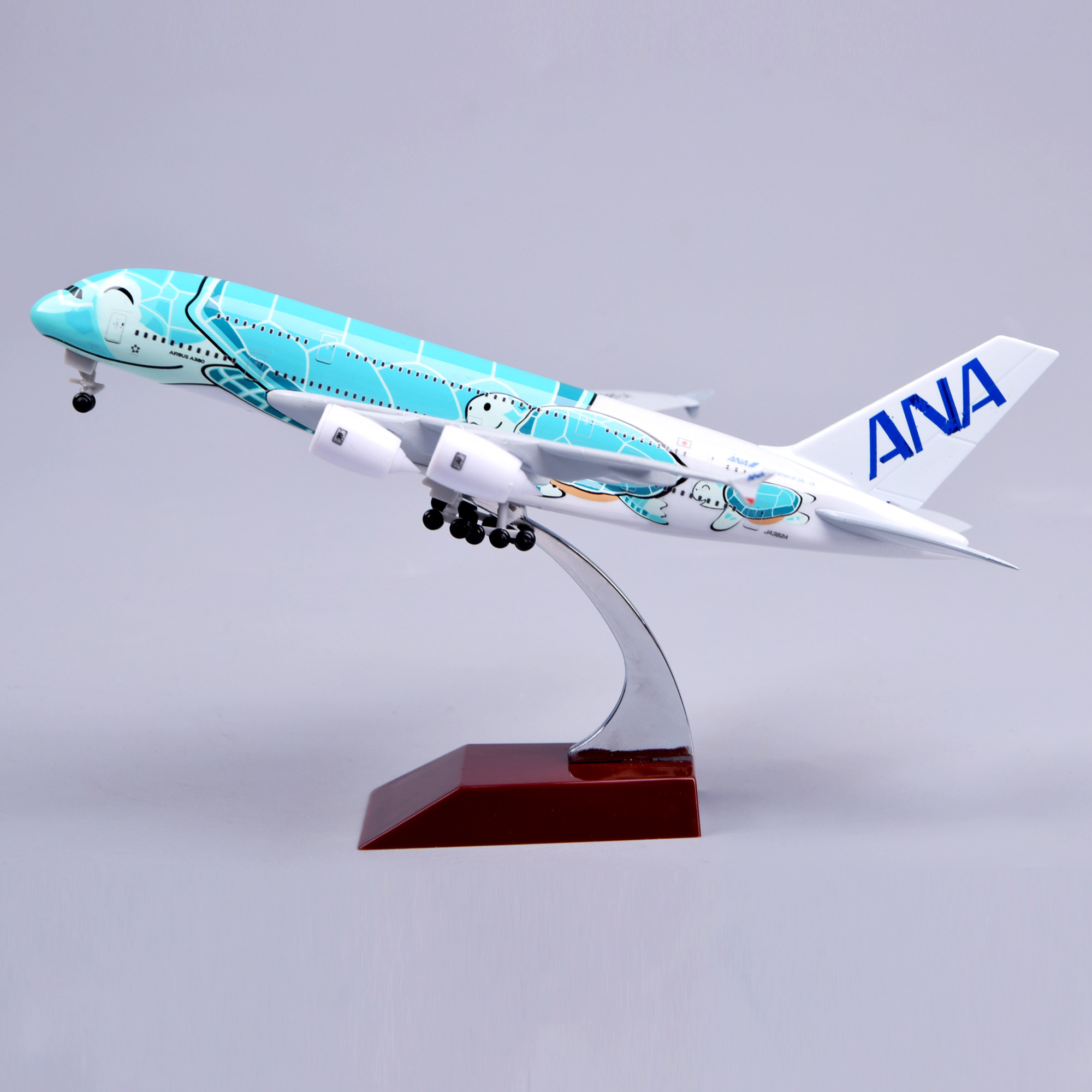 飞机模型20厘米A380海龟-绿色