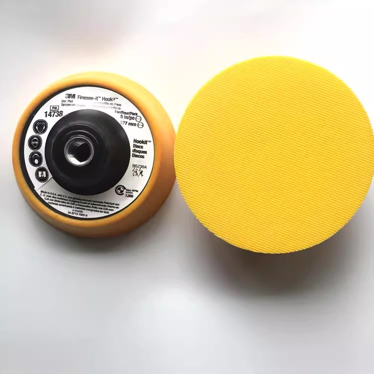 3M14738背绒托盘5寸金字塔砂碟片粘扣盘抛光盘背绒托盘气动抛光机