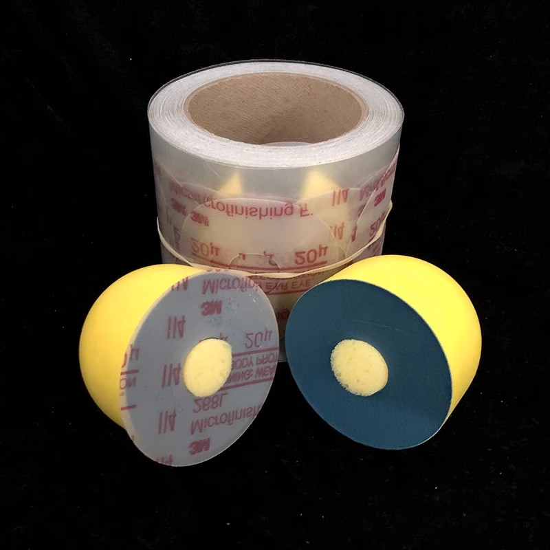 3M82705背胶中心供水打磨轮手动82457背绒托盘水磨轮268L3寸砂纸